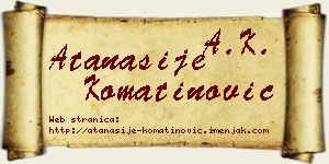 Atanasije Komatinović vizit kartica